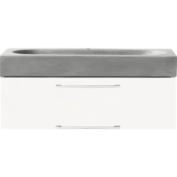 Umyvadlo Souprava koupelnového nábytku Somero lesklá bílá/umyvadlo beton 80x57 cm