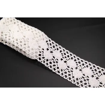 Krajka Bavlněná paličkovaná krajka - vsadka - bílá - šířka 4,5 cm