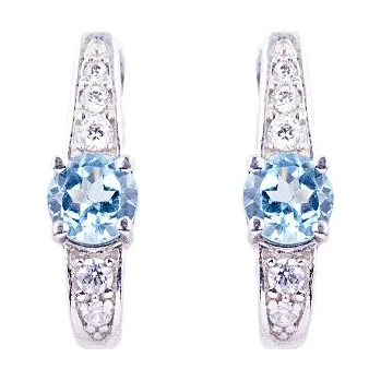 Náušnice topaz - stříbrné náušnice (2038-1TZ) povrchová úprava: zlacené