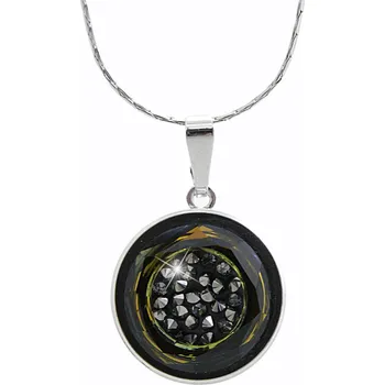 Náhrdelník JSB bijoux s.r.o. Ocelový náhrdelník kruh s vyplněným středem krystaly Swarovski Tabac