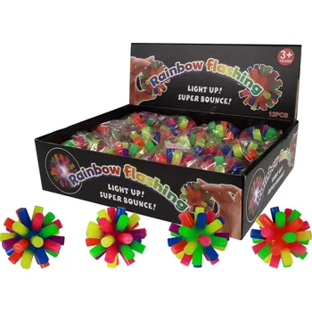 Dětský míč Míček skákací se soft ostny barevný s bodlinkami na baterie 4 barvy Světlo