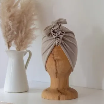 Kojenecká čepice Looks by Luks Turban Velvet - Pigeon Grey, vel. 3 - 6 r