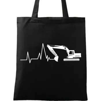 Nákupní taška Bavlněná taška Kardiogram a Bagr (Barva: Černá)