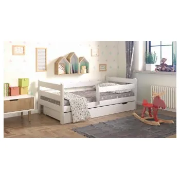 Dětská postel Postel KOUBA 160x80 cm - BÍLÁ + šuplík + rošt ZDARMA