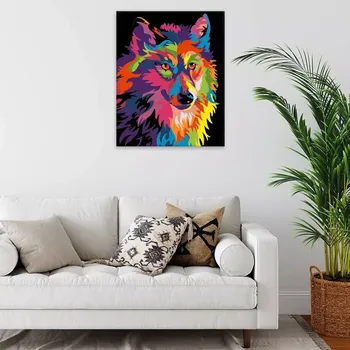 Diamantové malování Sada na diamantové malování - duhový vlk