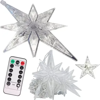 Vánoční dekorace Verk 26019 Světelný závěs hvězdy 138 LED studená bílá