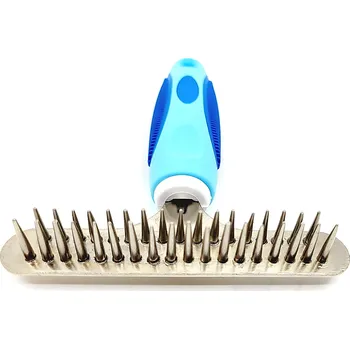 Péče o srst a drápky Bubu pets Hřeben - hrabě vyčesávací dvouřadé modré 11x15cm