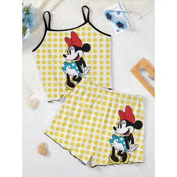 Dámské pyžamo Disney Mickey a Minnie Mouse dámský pyžamový set tílko a kraťasy Barva: DCZQY15195-A, Velikost: L (40/42)