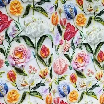 Bavlněná látka tulipány, š.150 cm EU