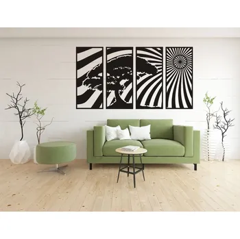 Obraz Home Deco Dřevěná dekorace na zeď - Strom života 4 dílný 95 x 50cm