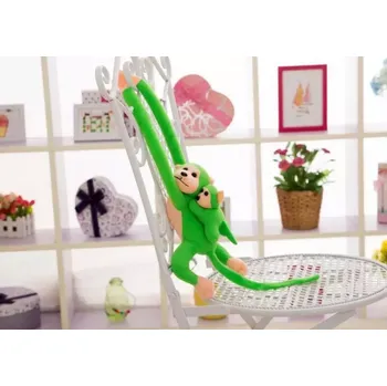 plyšák Plyšová opička se zeleným mláďátkem 70 cm