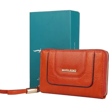 Peněženka Malá luxusní kožená celozipová peněženka Marta Ponti no. B703 světlehnědá