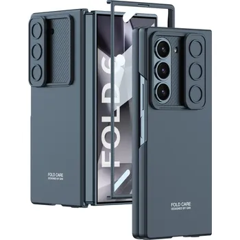 Pouzdro na mobilní telefon GKK 84591 GKK CAMERA Ochranný kryt se zabudovaným sklem Samsung Galaxy Z Fold6 5G modrozelený