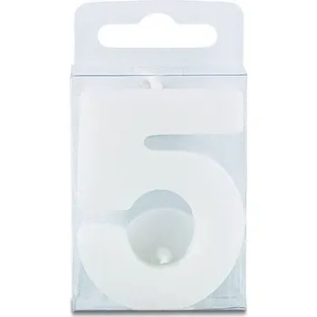 Svíčka Svíčka ve tvaru číslice 5 - mini, bílá - Stadter
