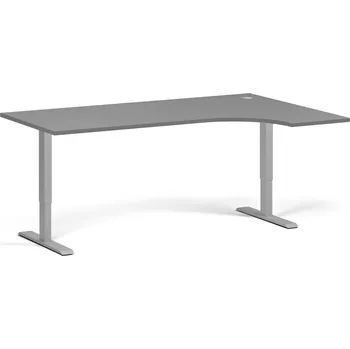 Psací stůl B2B Partner Rohový výškově nastavitelný stůl, 180x120 cm, 1 motor, L/P, šedá podnož, grafit