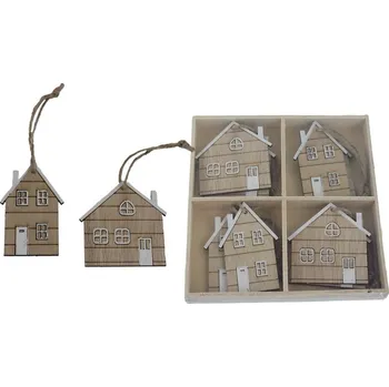 Vánoční dekorace Domeček k zavěšení, 8 ks D6413