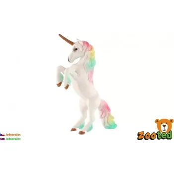 Figurka ZOOted Jednorožec bílý s duhovou hřívou zooted plast 18cm