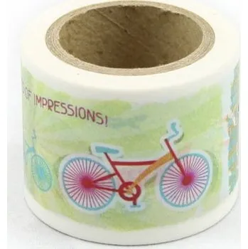 Dekorační lepicí páska - WASHI páska 38mm x 10m - kolo, auto...