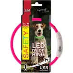Obojek Dog Fantasy LED nylonový S-M, růžová