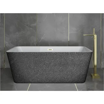 Vana Volně stojící vana EVITA Glam - grafitová - GLAM 03 - grafitová, Zlatá, 160 × 80 cm (VANEVITA160ZG3) HOPA