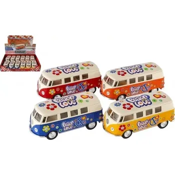 autíčko Teddies Autobus Kinsmart Volkswagen Classical kov 13 cm na zpětné natažení Žluto/bílá