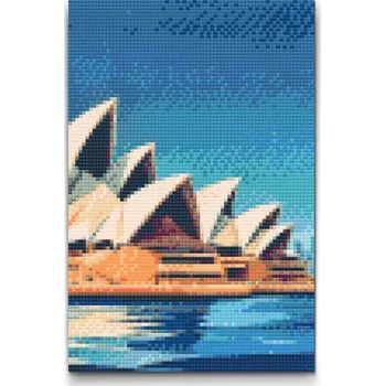 Diamantové malování Diamantové malování - Opera v Sydney z blízka Velikost: 20x30cm, Rámování: Pouze srolované plátno, Diamanty: Kulaté