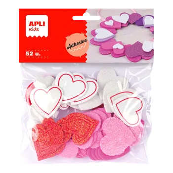 Textilie Apli APLI, samolepicí výseky z pěnové gumy se třpytkami Varianta: A13484 50 ks srdce
