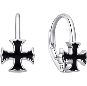 Náušnice Stříbrné náušnice na klapku maltézský kříž