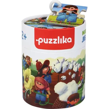 Puzzle Puzzlika 14231 Výroba džínů naučné dějové 15 dílků