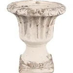 Béžový keramický obal na květináč na noze s šedým odřením Anke – 18x20 cm