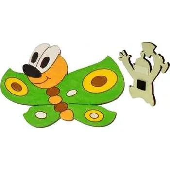 Dekorativní magnet DoDo Dřevěná dekorační magnetka motýl zelený
