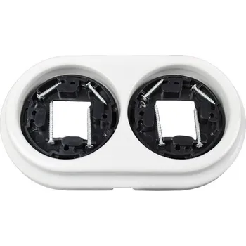 vypínač Elhard Nástěnný kulatý keramický dvojrámeček, bílý