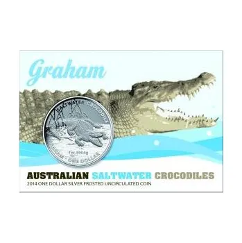 1 unce stříbrná mince Austrálie Salzwasser Krokodil Graham frosted 2014 in Blister