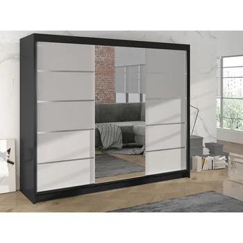 Šatní skříň Mirjan_zondo Šatní skříň s posuvnými dveřmi Galiana VI (černý + bílý)