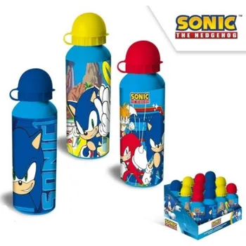 KIDS LICENSING Hliníková láhev na pití Ježek Sonic / žlutá víčka, 500ml, SN7141MC
