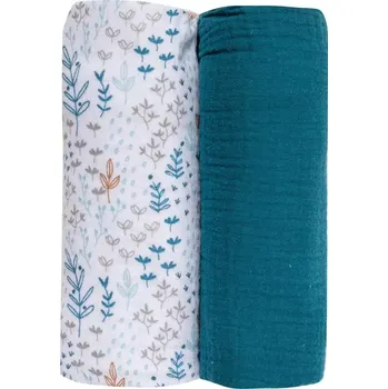 látková plena BUBABA Mušelínové pleny tyrkysová 70 x 70 cm 2ks