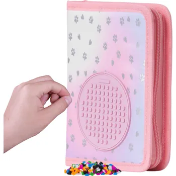 Penál PIXIE CREW školní penál růžový - srdíčka a tlapky #GIFTS #Brožurka kreativních nápadů | 50 malých různobarevných pixelů