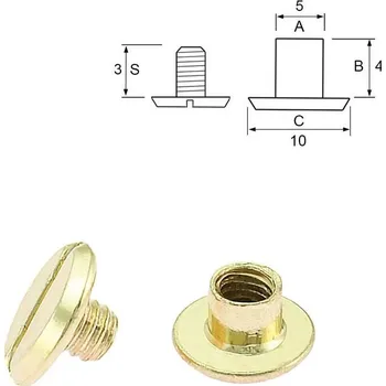 Nýt Pro Háčkování Nýt šroubovací 4 mm, Ø 5 mm zlatý Počet: 1 ks