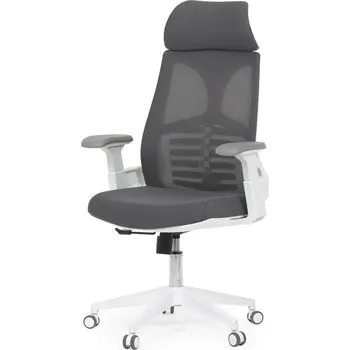 Kancelářská otočná židle TONKA — síť, bílá / šedá
