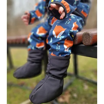 Dívčí kalhoty Yháček Zimní softshellové kalhoty Yháček, liščí hlavy na petrolejové Velikost: 92