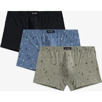 Boxerky Sada 3 bavlněných boxerek Atlantic Cool 3MH-188 A'3 S-2XL Velikost: 2XL, Barva: khaki/černá/modrá