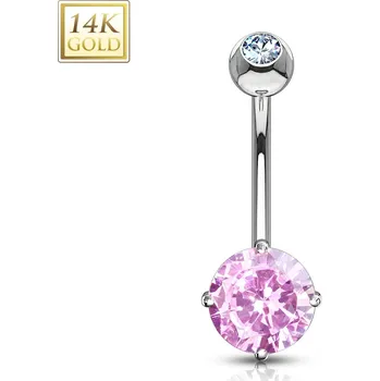 Piercing Šperky4U Zlatý piercing do pupíku - růžové zirkony, Au 585/1000 - ZL01082P-WG