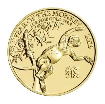1 unce zlatá mince Lunar UK opice 2016