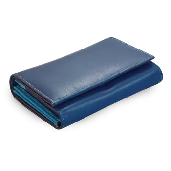 Multimodrá dámská kožená peněženka s klopnou