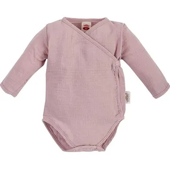 Makoma Mušelínové body zavinovací dlouhý rukáv PUDROVĚ RŮŽOVÉ - 62