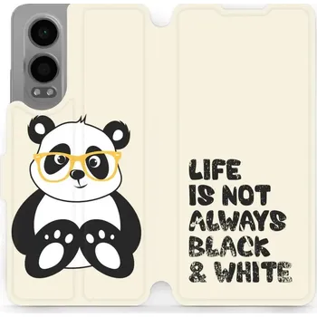Pouzdro na mobilní telefon Flipové pouzdro Mobiwear - OnePlus Nord CE 4 Lite 5G - M041S Panda - life is not (Knížkové flip pouzdro, obal, kryt na mobil OnePlus Nord CE 4 Lite 5G - M041S Panda - life is not, materiál Umělá kůže + TPU - ochrana 360°, stojánek, silikonová vanička,)