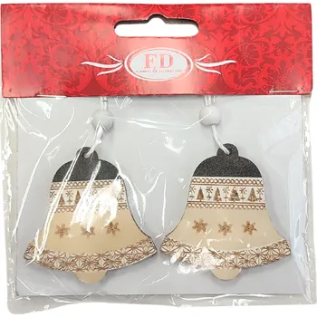 Vánoce Dřevěná dekorace, ZVONKY, 5,5x5,4 cm, 2ks/bal.