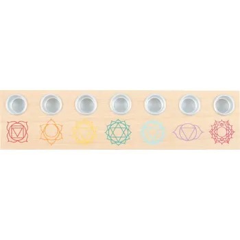 Svícen Sedm čaker Svícen na svíčku - Dřevěný svícen pro harmonizaci energií