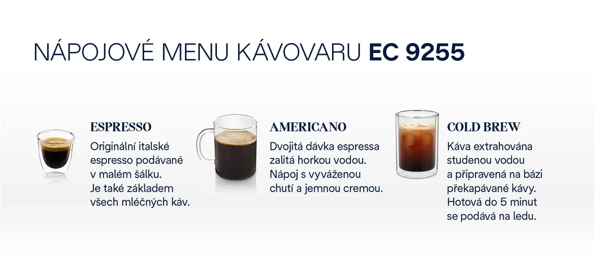 nápojové menu De'Longhi La Specialista Arte Evo EC9255.M