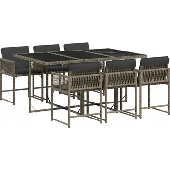 VidaXL 7dílná zahradní souprava s polstry, šedá, PE ratan